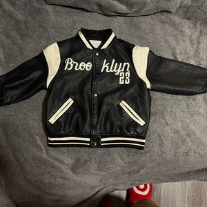 Zara Black and Cream Varsity Jacket